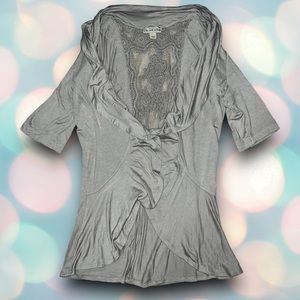 Women’s Short Sleeve Open Frong Lace Cardigan Top Size M